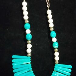Bluish Green Beaded Necklace