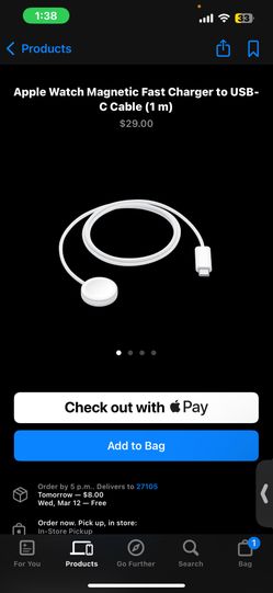 Apple Watch Magnetic Fast Charger to USB-C Cable (1 m)