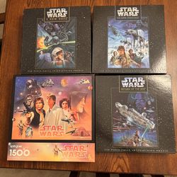 4 STAR WARS Puzzles One 1500, 3 550 Pieces 100% Complete 1995