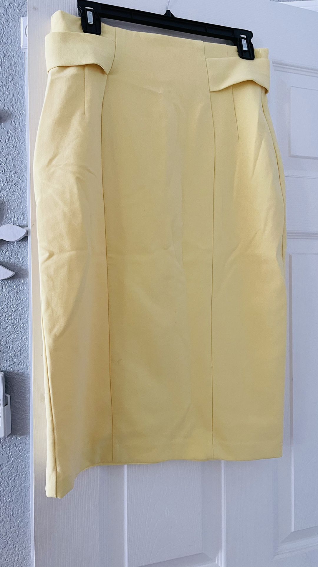 Yellow Eva Mendes Pencil Skirt 
