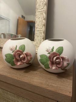 Pair of ceramic floral vases