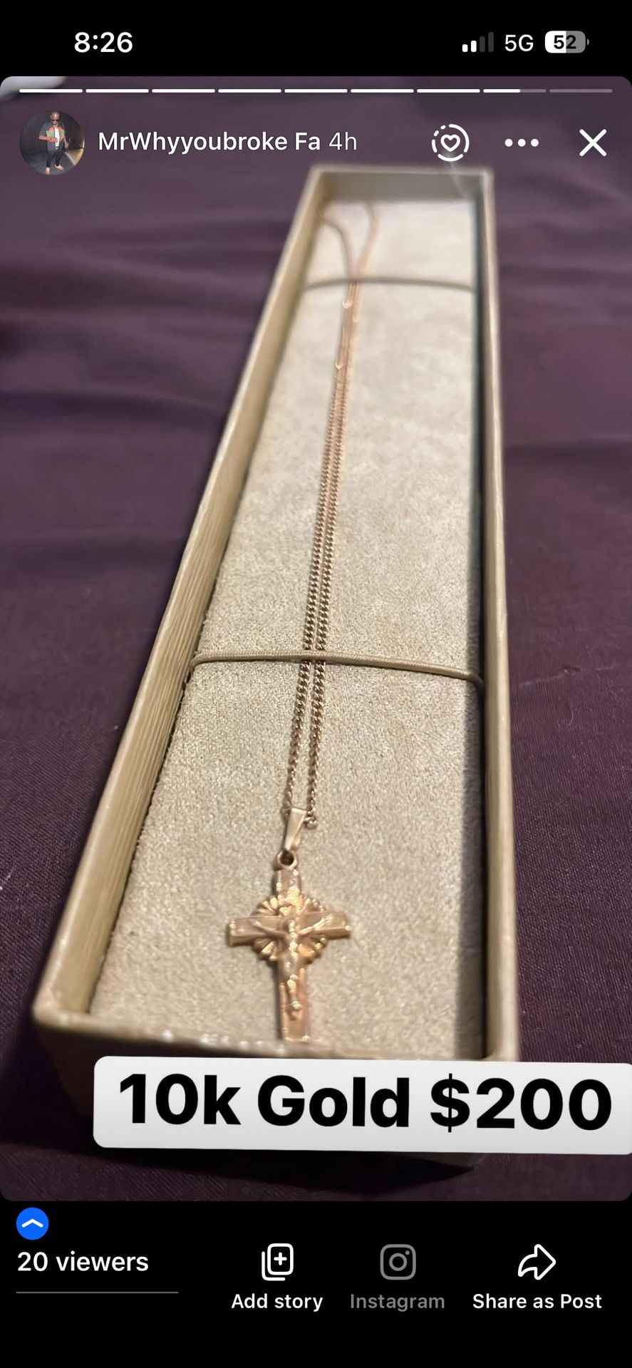10k Gold. Chain And Cross