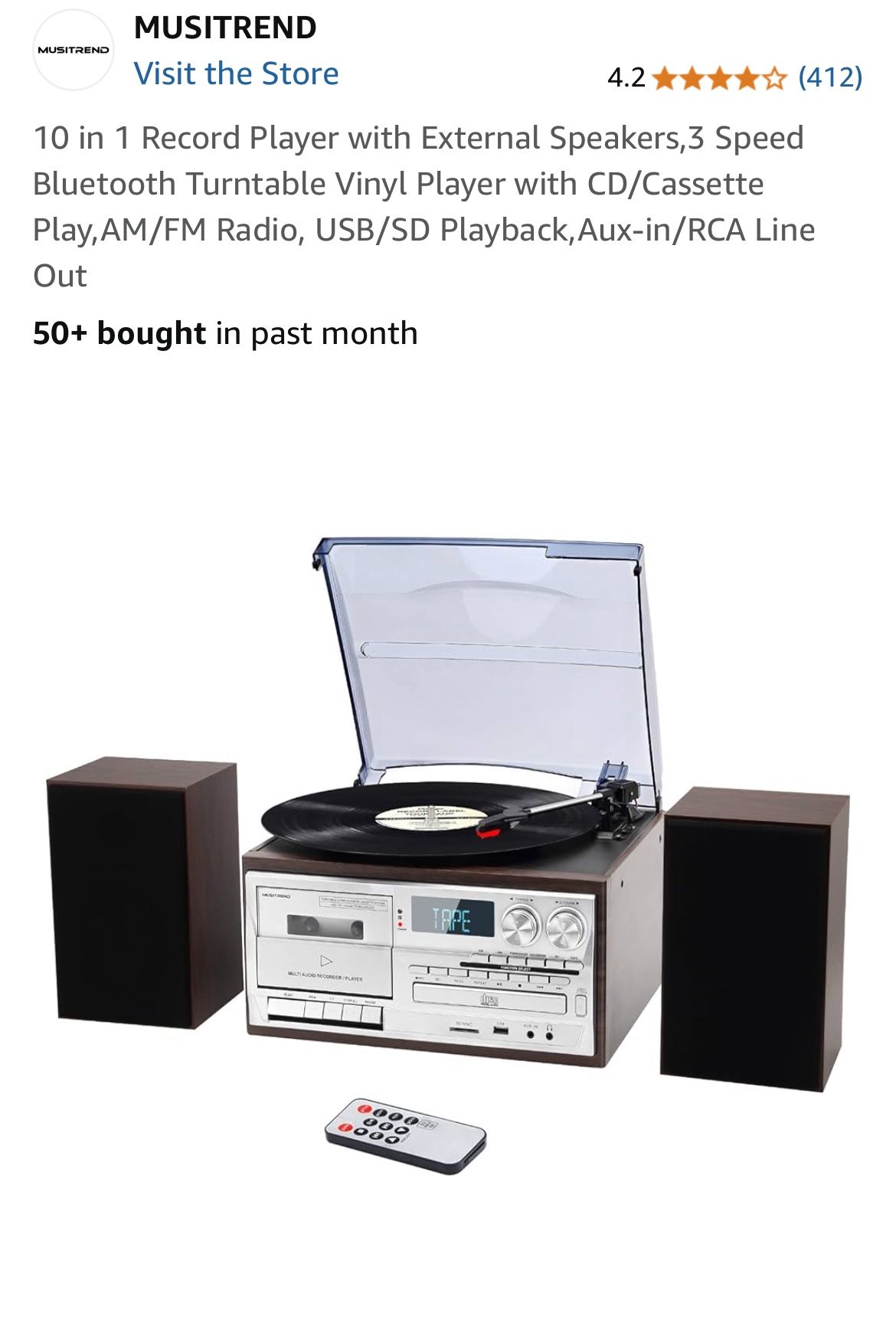 Musitrend 10 In 1 Record Player