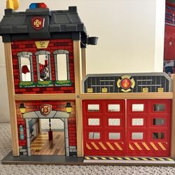 Hape Fire Station & Wooden Fire Truck + Helicopter