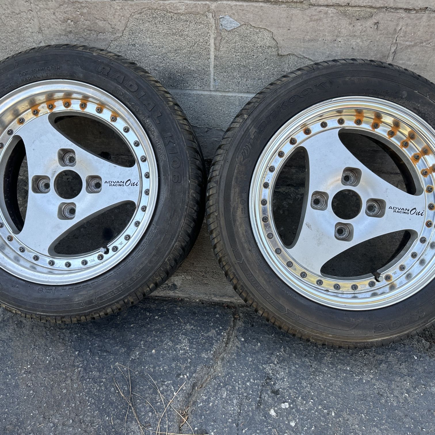 Two Advan Racing 15 inch wheels Oni tri-spoke 4x4.5 lugs JDM for Sale ...