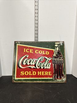 Coca cola vintage metal sign 16x12.5in #F8