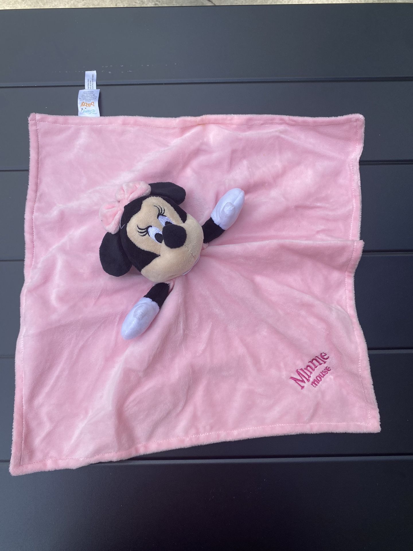 Disney Baby Minnie Mouse Pink Satin Security Blanket Blanky Lovey Plush Toy