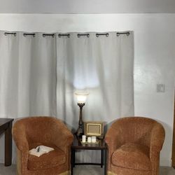 Pair Of Damask Barrel Accent Chairs GREAT FIND!