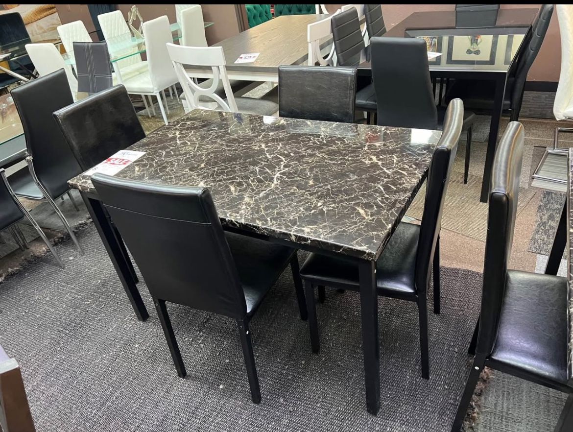 4 Chairs Marble Top Dining Table