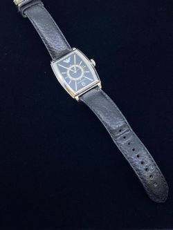 Emporio Armani Classic Tank AR0909 Genuine Leather Stainless Steel Mens Watch
