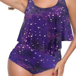 Womens Swimsuits Two Piece Bathing Suits Ruffled Top High Waisted Bikini Set(Available in Plus Size)