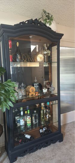 Vintage Black Ornate Display Cabinet