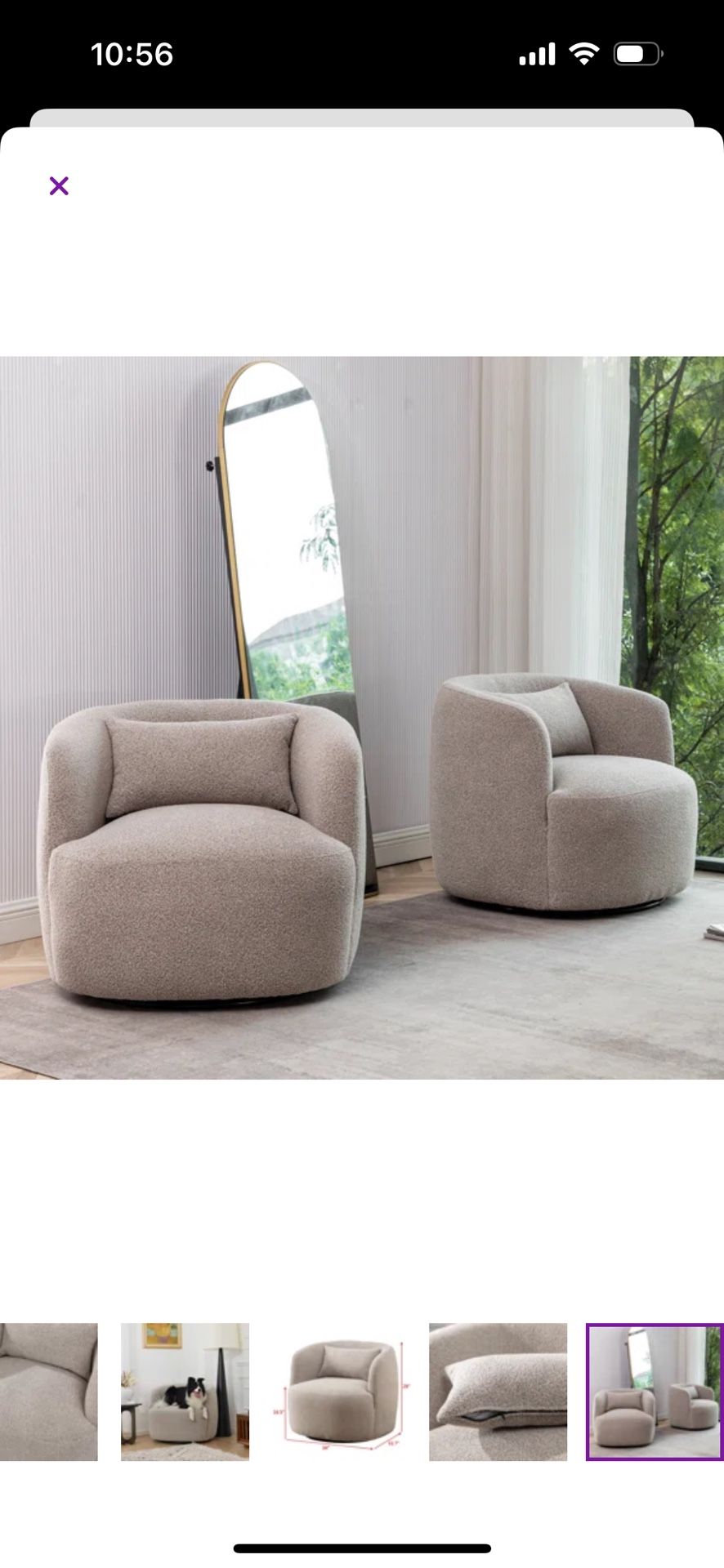 New Unused elegant boucle swivel armchair