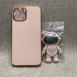 iPhone Case with Astronaut Shaped Stand - Pink