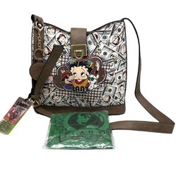 Lany Betty Boop Money Hobo Crossbody Shoulder Bag Brown New