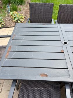 6 Person Black Metal Patio Table