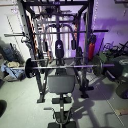 Vesta Fitness Smith Machine 1001 w/Bench Attachment | 230lb Bumpers Olympic Weights | 7ft Olympic Bar | Fitness | Gym Equipment | FREE DELIVERY 🚚 