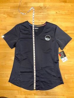 Scrubstar Premium Scrubwear Ultimate Criss-Cross V-Neck Top Pewter Size M New W/Tag