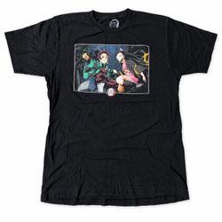 Demon Slayer Tanjiro & Nezuko Black Graphic T-Shirt Men’s Large