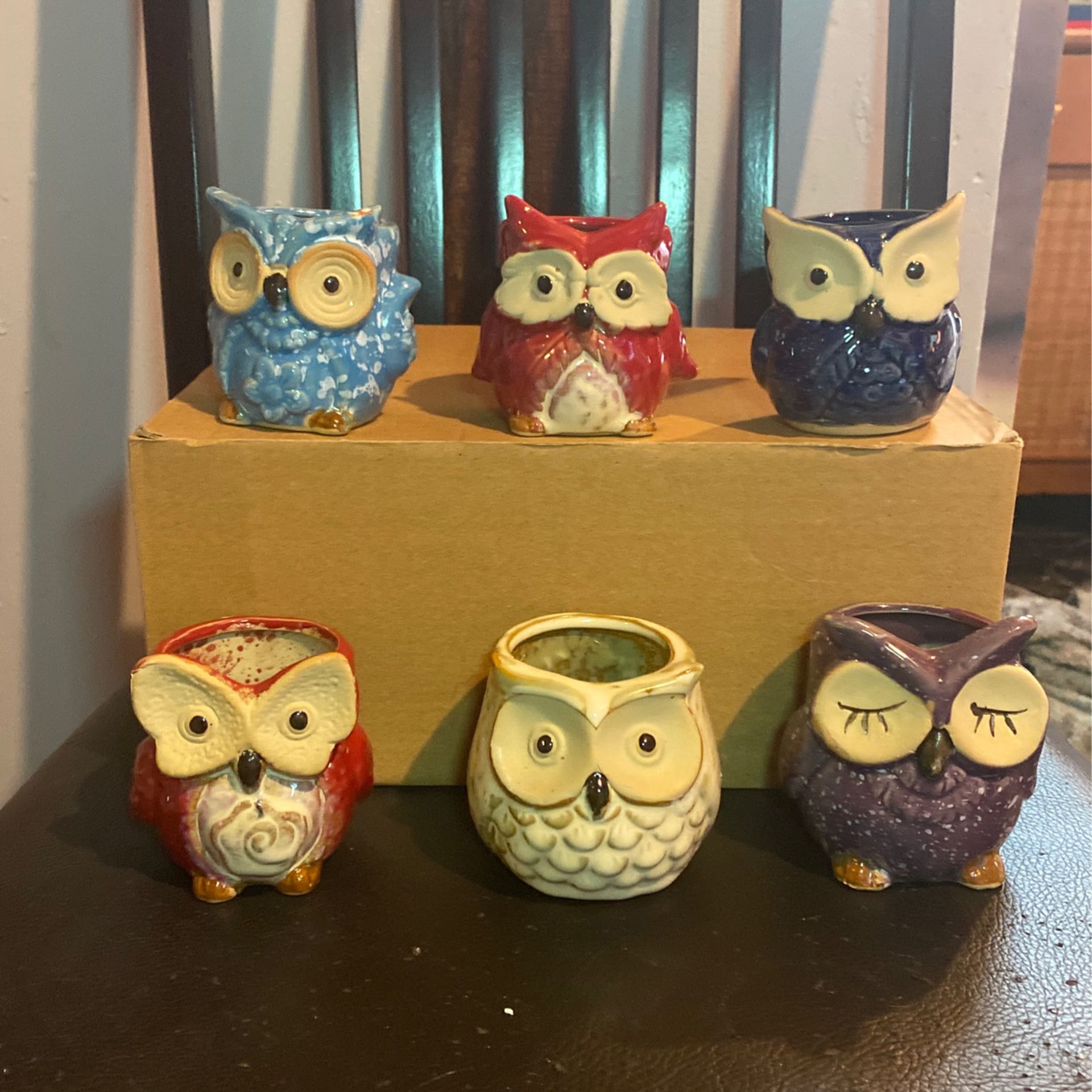 Glazed Owl Pots