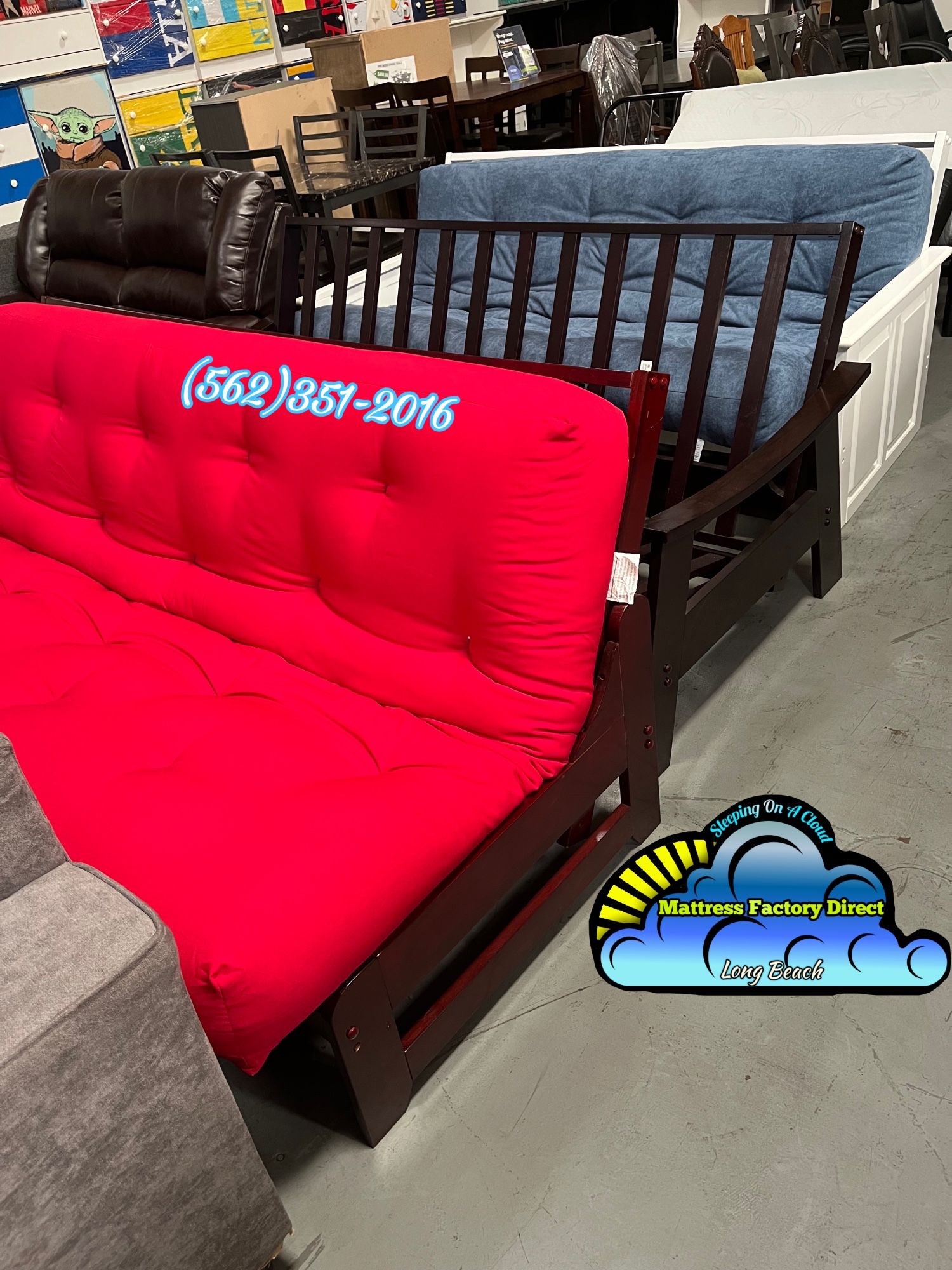 Sofá Couch New Red Wooden Futon