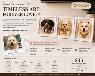 Custom Pet Portraits Framed From Your Photo 🐾