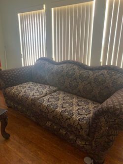 Brown gold maroon sofa