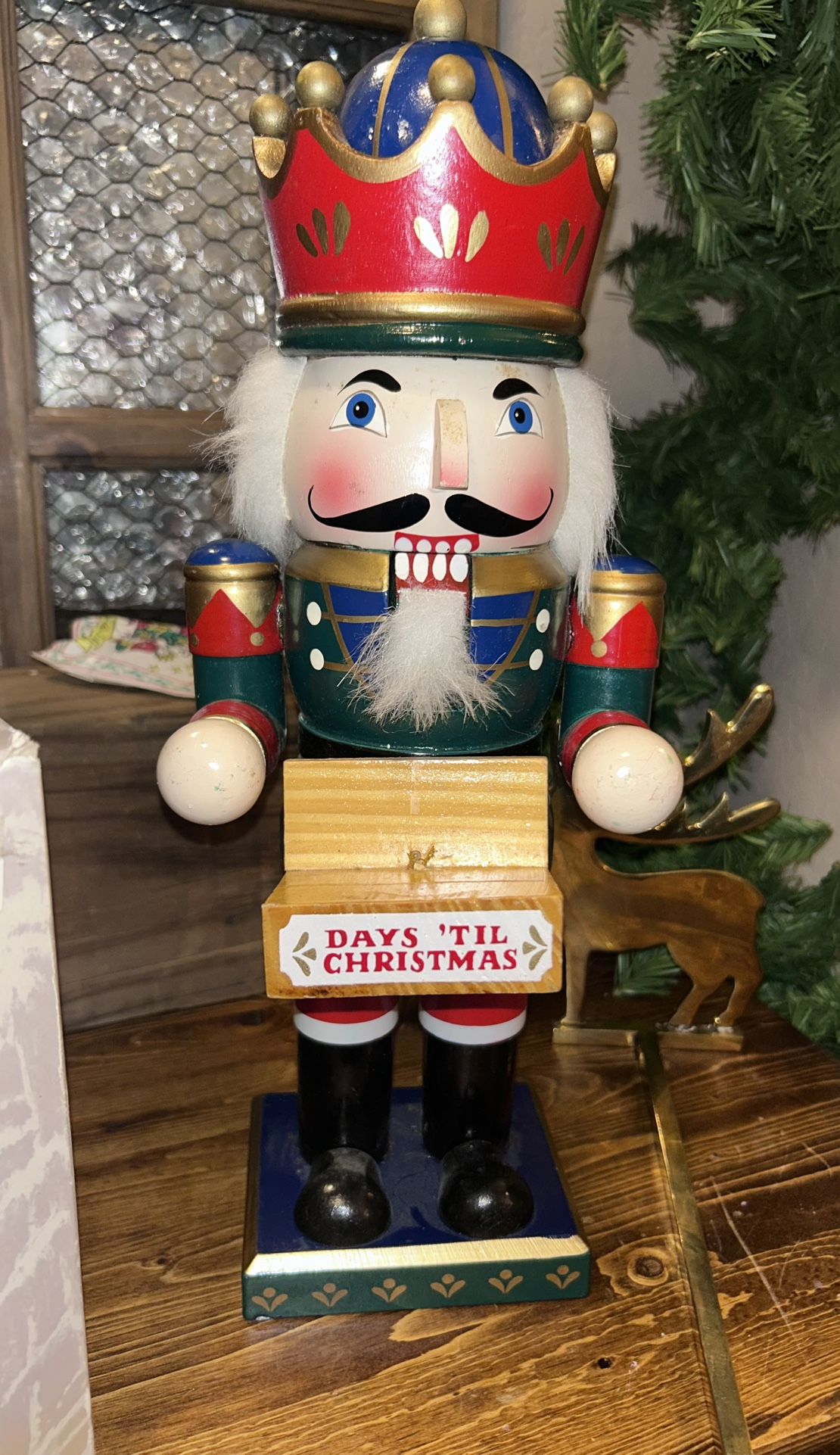 Wooden Nutcracker 14.5” Tall “Days Til Christmas 