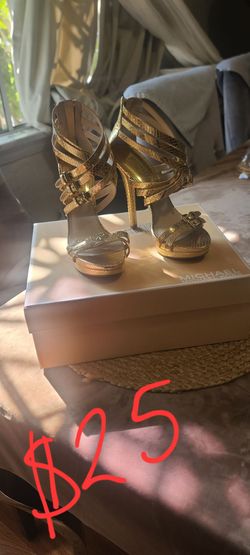 Michael Kors Gold Strappy Platform Heels