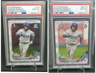 Wander FRANCO 2019 1st BOWMAN PSA 10 BASE & CHROME BASEBALL CARD