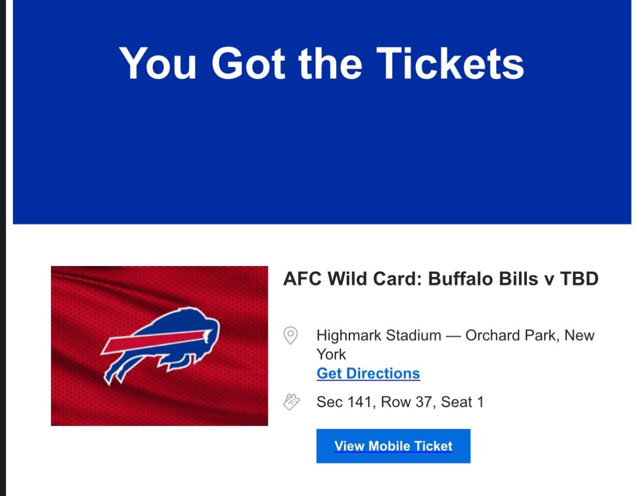 Steelers bills Playoff Ticket