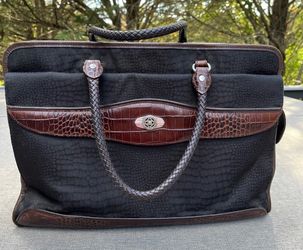 Brighton Black Brown Croc Leather Weekender Travel, Laptop, Bag, Briefcase