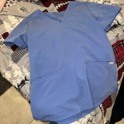 Figs scrub shirt medium ceil blue casma 3 pocket top 