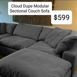 Gray Cloud Dupe Modular Sectional Couch Sofa 