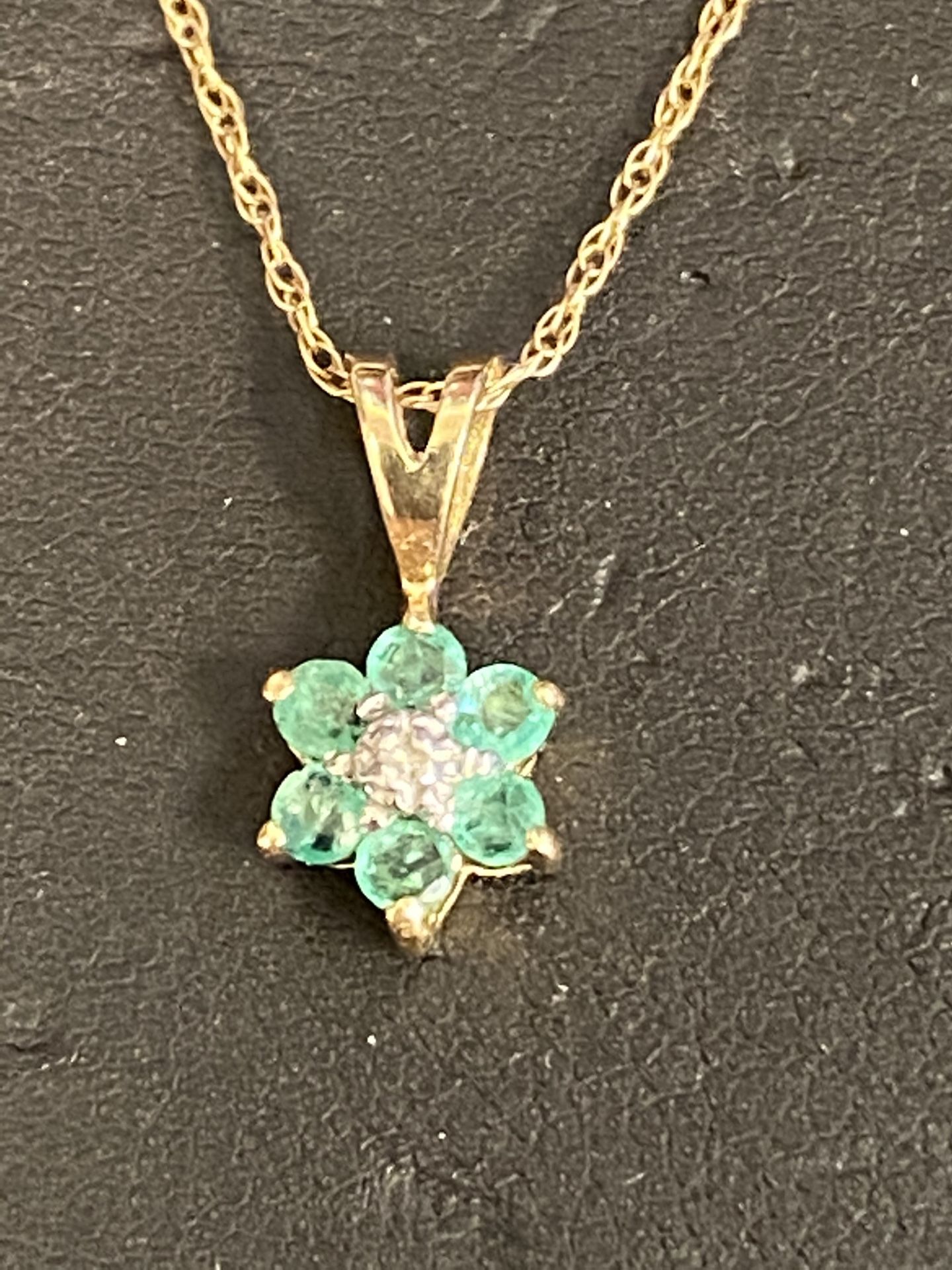 Gold Chain And Emerald Charm