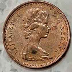 Vintage 1965 Canada 1 Cent Penny, Bronze