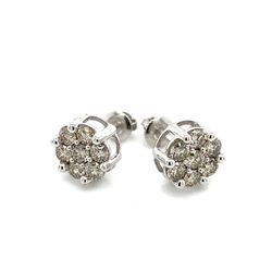 10k White Gold Diamond Cluster Earrings Flower Style 1ctw 1.8grams 135462 9