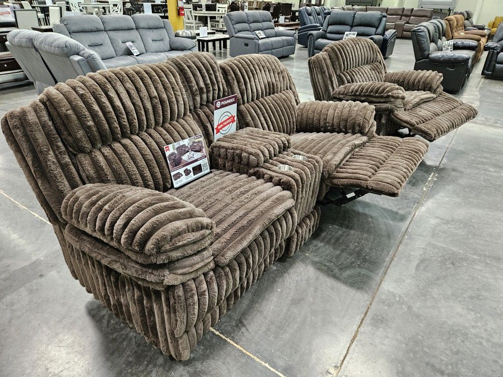 Brand New 3 Pcs Oversize Recliners Soft Corduroy Brown $1399