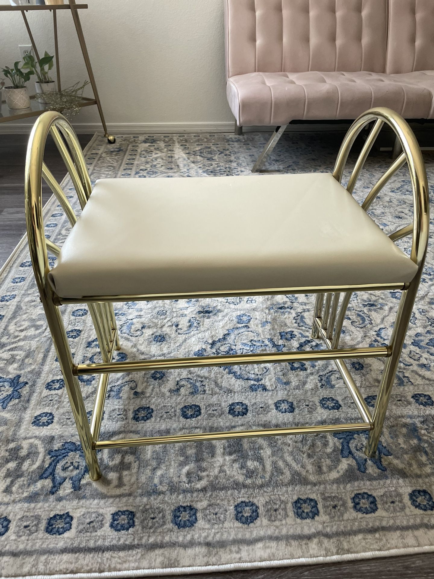Vintage Gold Vanity Chair/bench From The 70’s