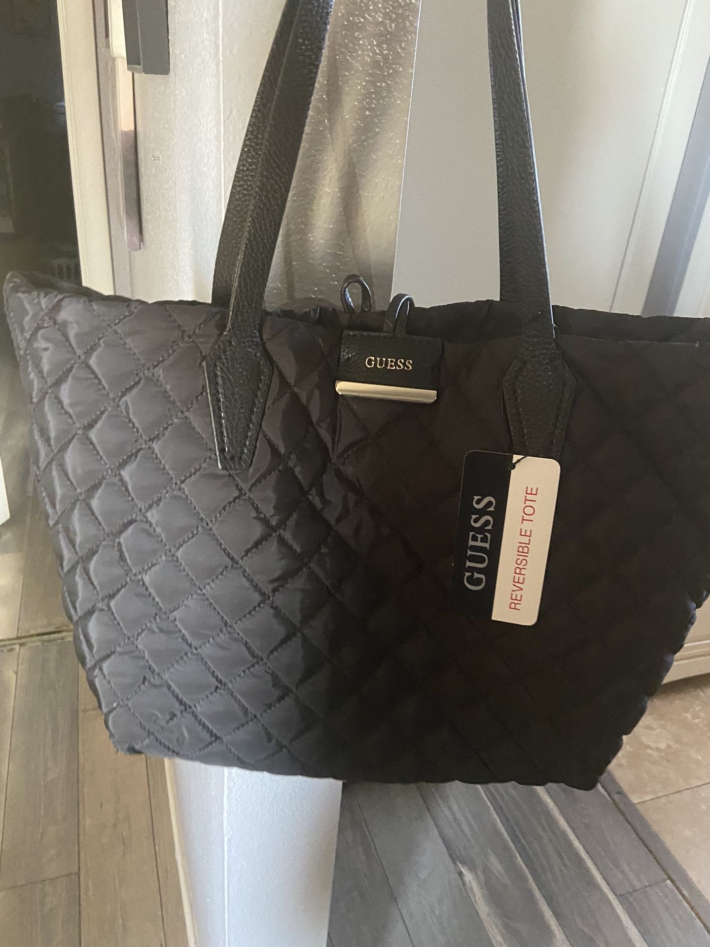 Guess Reversible Quilted Bobbi Tote Bag NWT