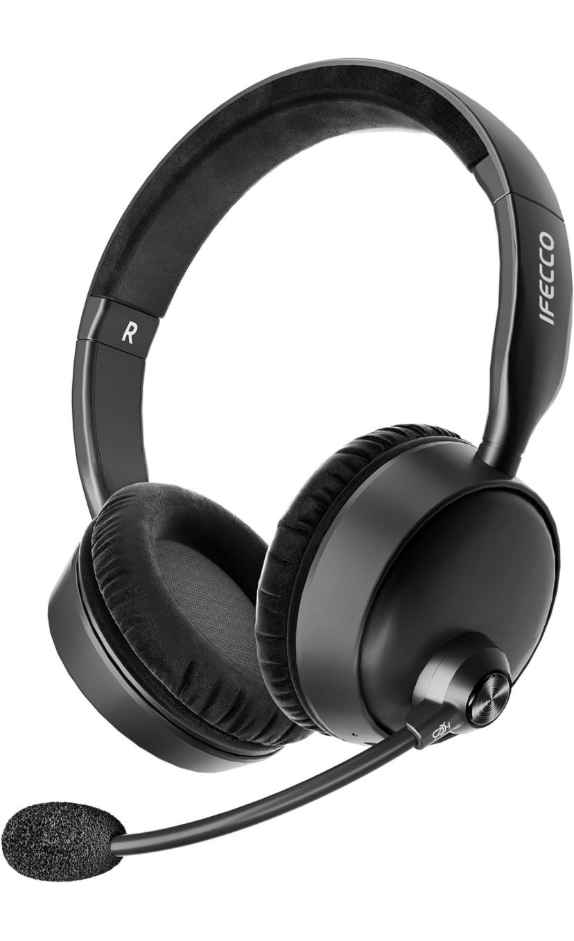 Wireless Headset with Microphone - Bluetooth V5.3 Headphones with Noise Cancelling 