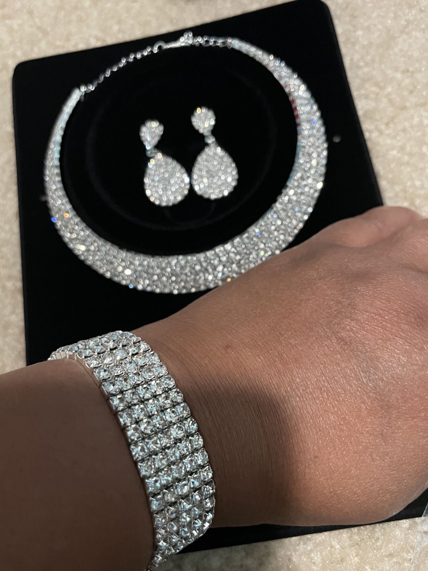 Jewelry Set Silver Stone Combo Set