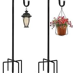 Shepherd Hooks 2 Pack - 48 Inches High 1/2 Inch Thick Adjustable Rust Resistant Shepards Hooks for Outdoor Solar Lights, Lanterns, Flower Basket