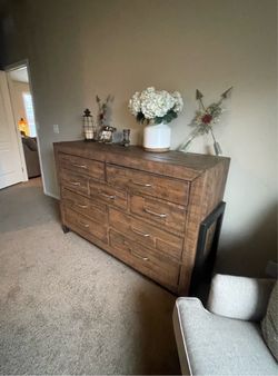 Large Wood Dresser with 9 Drawers
