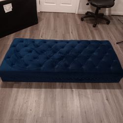 Blue Suede Floor Couch Seat With Pillows 