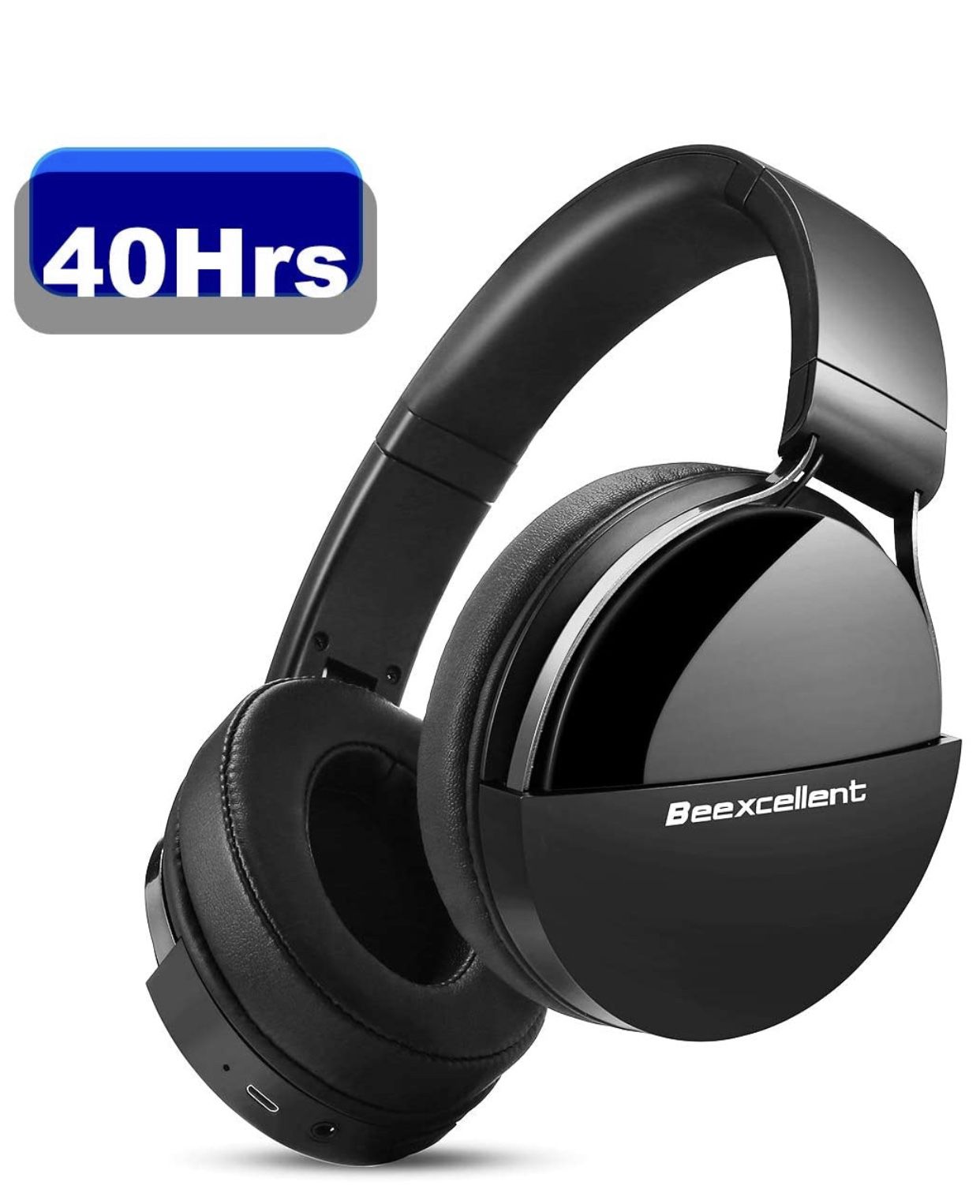 Beexcellent Wireless Bluetooth Headphones, 40 Hours HiFi Stereo Bluetooth 5.0 CVC 6.0 Over Ear Headphones with Build-in Mic, for iPhone Samsung Huawe