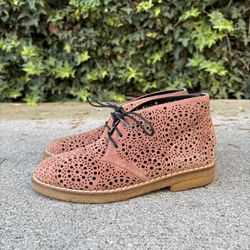 Azzedine Alaia rust suede laser cut chukka ankle boots loafers size 35 like NEW