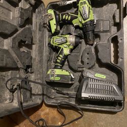 screwdriver drill two batteries and charging
