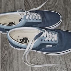 Super Rare SAMPLE Vans Skate Shoe Size US 9/WS 10.5 Navy and Dusty Blue Canvas and Leather Shoe