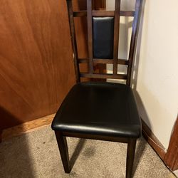 Solid Wood Chair with Vegan Leather Cushions—LIKE NEW
